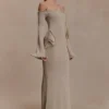 Sandrine Lurex Knit Maxi Dress – Gold