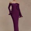 Sandrine Off Shoulder Knit Maxi Dress – Plum Sandrine Off Shoulder Knit Maxi Dress – Plum