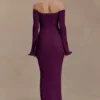 Sandrine Off Shoulder Knit Maxi Dress – Plum Sandrine Off Shoulder Knit Maxi Dress – Plum