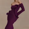 Sandrine Off Shoulder Knit Maxi Dress – Plum Sandrine Off Shoulder Knit Maxi Dress – Plum