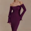 Sandrine Off Shoulder Knit Maxi Dress – Plum Sandrine Off Shoulder Knit Maxi Dress – Plum