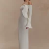 Sandrine Off Shoulder Knit Maxi Dress – White Sandrine Off Shoulder Knit Maxi Dress – White