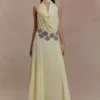 Santal Floral Chiffon Halter Maxi Dress – Lemon Santal Floral Chiffon Halter Maxi Dress – Lemon