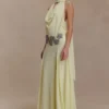 Santal Floral Chiffon Halter Maxi Dress – Lemon Santal Floral Chiffon Halter Maxi Dress – Lemon
