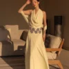 Santal Floral Chiffon Halter Maxi Dress – Lemon Santal Floral Chiffon Halter Maxi Dress – Lemon