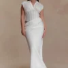 Saphira Shirt Corset Maxi Dress – White Saphira Shirt Corset Maxi Dress – White