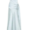 Sarah Strapless Maxi Dress With Waist Tie – Ice Blue Sarah Strapless Maxi Dress With Waist Tie – Ice Blue