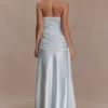 Sarah Strapless Maxi Dress With Waist Tie – Ice Blue Sarah Strapless Maxi Dress With Waist Tie – Ice Blue