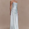 Sarah Strapless Maxi Dress With Waist Tie – Ice Blue Sarah Strapless Maxi Dress With Waist Tie – Ice Blue