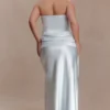 Sarah Strapless Maxi Dress With Waist Tie – Ice Blue Sarah Strapless Maxi Dress With Waist Tie – Ice Blue