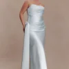 Sarah Strapless Maxi Dress With Waist Tie – Ice Blue Sarah Strapless Maxi Dress With Waist Tie – Ice Blue