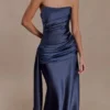 Sarah Strapless Maxi Dress With Waist Tie – Navy Sarah Strapless Maxi Dress With Waist Tie – Navy
