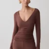 Sari Long Sleeve Modal Top – Chocolate Sari Long Sleeve Modal Top – Chocolate