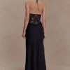 Sascha Lace And Satin Halter Maxi Dress – Black Sascha Lace And Satin Halter Maxi Dress – Black