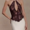 Sascha Lace And Satin Halter Maxi Dress – Ivory/Chocolate Sascha Lace And Satin Halter Maxi Dress – Ivory/Chocolate