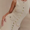 Sawyer Sleeveless Buttoned Maxi Dress – Ivory Sawyer Sleeveless Buttoned Maxi Dress – Ivory