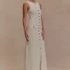 Sawyer Sleeveless Buttoned Maxi Dress – Ivory Sawyer Sleeveless Buttoned Maxi Dress – Ivory