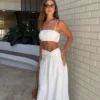Scottie Gathered Linen Knot Maxi Skirt – Oat Marle Scottie Gathered Linen Knot Maxi Skirt – Oat Marle