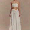 Scottie Gathered Linen Knot Maxi Skirt – Oat Marle Scottie Gathered Linen Knot Maxi Skirt – Oat Marle