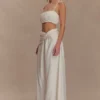 Scottie Gathered Linen Knot Maxi Skirt – Oat Marle Scottie Gathered Linen Knot Maxi Skirt – Oat Marle