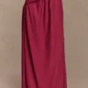 Scottie Gathered Linen Knot Maxi Skirt – Wine Scottie Gathered Linen Knot Maxi Skirt – Wine