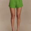 Scout Linen Belted Shorts – Green