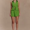 Scout Linen Belted Shorts – Green