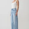 Sebastian Straight Leg Denim Jeans With Fray Hem – Washed Light Blue Sebastian Straight Leg Denim Jeans With Fray Hem – Washed Light Blue