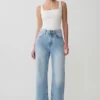 Sebastian Straight Leg Denim Jeans With Fray Hem – Washed Light Blue Sebastian Straight Leg Denim Jeans With Fray Hem – Washed Light Blue