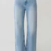 Sebastian Straight Leg Denim Jeans With Fray Hem – Washed Light Blue Sebastian Straight Leg Denim Jeans With Fray Hem – Washed Light Blue