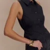 Selene Sleeveless Halter Shirt – Black