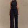 Selene Sleeveless Halter Shirt – Black