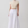 Selma Curved Waist Midi Skirt – White Selma Curved Waist Midi Skirt – White