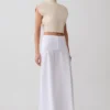 Selma Curved Waist Midi Skirt – White Selma Curved Waist Midi Skirt – White