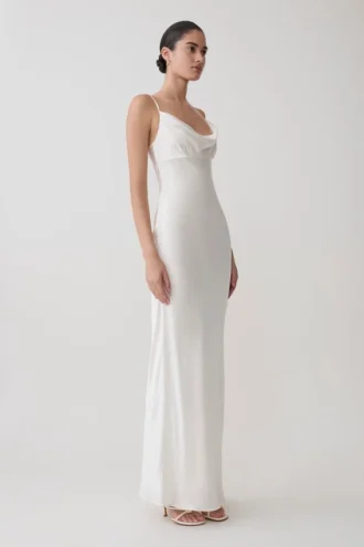 Seraphine Corset Satin Maxi Dress – Ivory