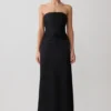 Serena Strapless Taffeta Maxi Dress – Black