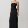 Serena Strapless Taffeta Maxi Dress – Black