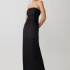 Serena Strapless Taffeta Maxi Dress – Black