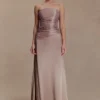 Serena Strapless Taffeta Maxi Dress – Bronze Taupe Serena Strapless Taffeta Maxi Dress – Bronze Taupe