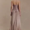 Serena Strapless Taffeta Maxi Dress – Bronze Taupe Serena Strapless Taffeta Maxi Dress – Bronze Taupe