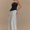 Serena Strapless Taffeta Maxi Dress – White/Black Serena Strapless Taffeta Maxi Dress – White/Black