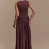 Sharon Scuba Jersey Midi Dress – Cacao Brown Sharon Scuba Jersey Midi Dress – Cacao Brown