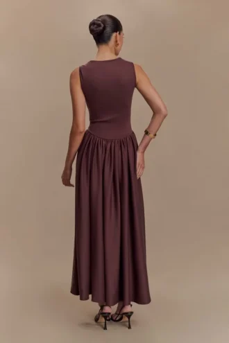 Sharon Scuba Jersey Midi Dress – Cacao Brown