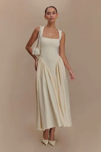 Sharon Scuba Jersey Midi Dress – Ivory