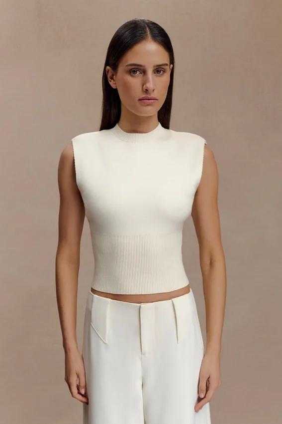 Sharpay Sleeveless Knit Top – Ivory Sharpay Sleeveless Knit Top – Ivory