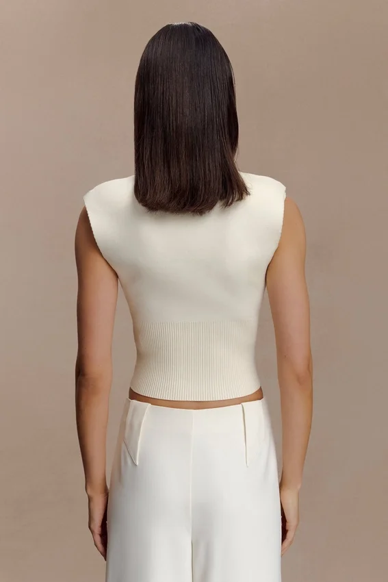 Sharpay Sleeveless Knit Top – Ivory Sharpay Sleeveless Knit Top – Ivory