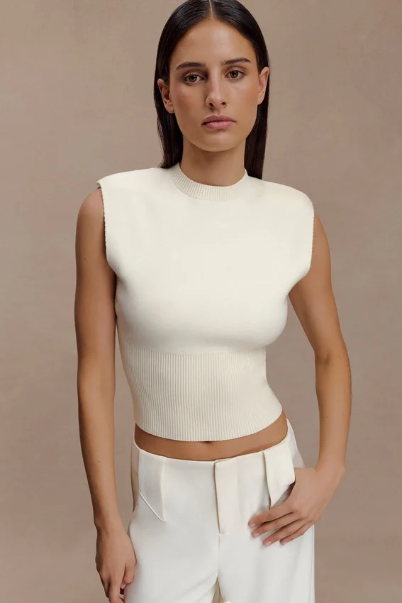 Sharpay Sleeveless Knit Top – Ivory Sharpay Sleeveless Knit Top – Ivory