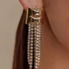 Shea Crystal Fringe Drop Earrings – Gold