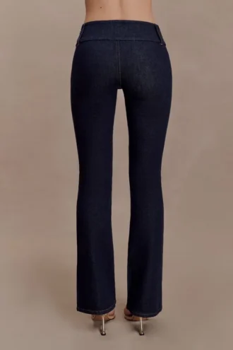 Shelly Flared Denim Jeans – Washed Indigo Blue