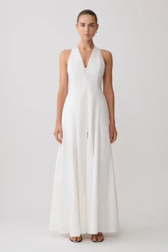 Sienna Button Down Maxi Dress – White